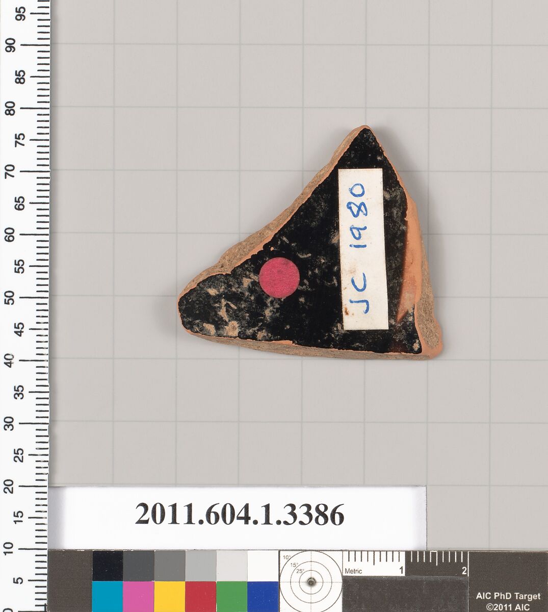 Terracotta fragment of a kylix (drinking cup), Terracotta, Greek, Attic