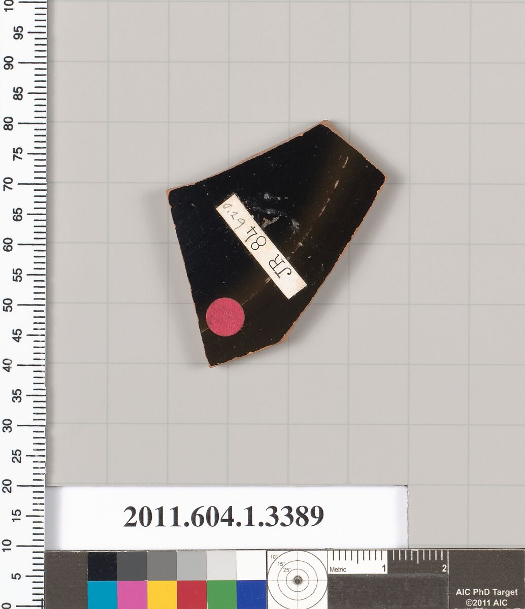 Terracotta fragment of a kylix (drinking cup), Terracotta, Greek, Attic