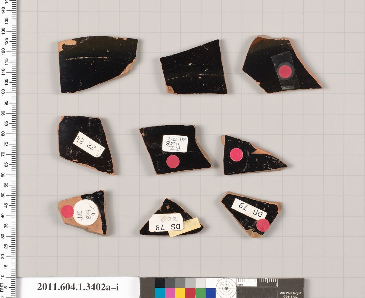 Terracotta fragments of kylikes (drinking cups), Terracotta, Greek, Attic