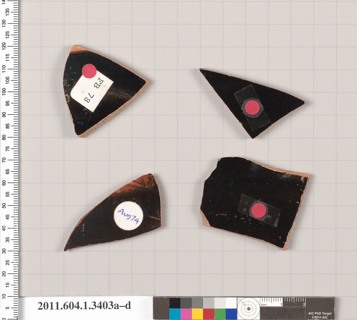 Terracotta fragments of kylikes (drinking cups), Terracotta, Greek, Attic