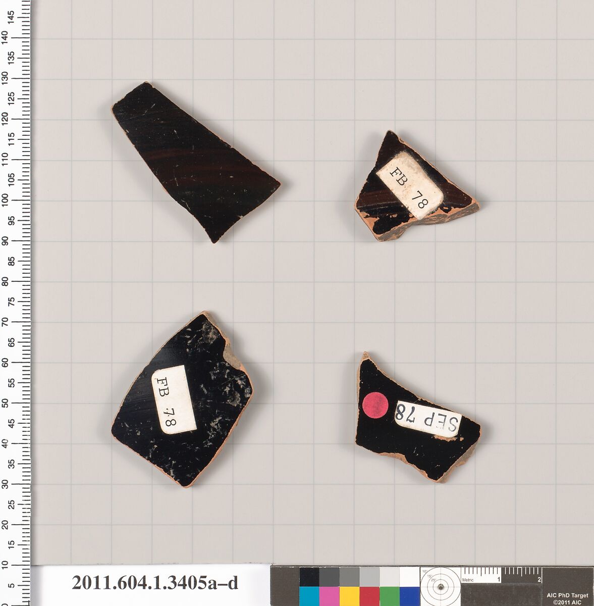 Terracotta fragments of kylikes (drinking cups), Terracotta, Greek, Attic