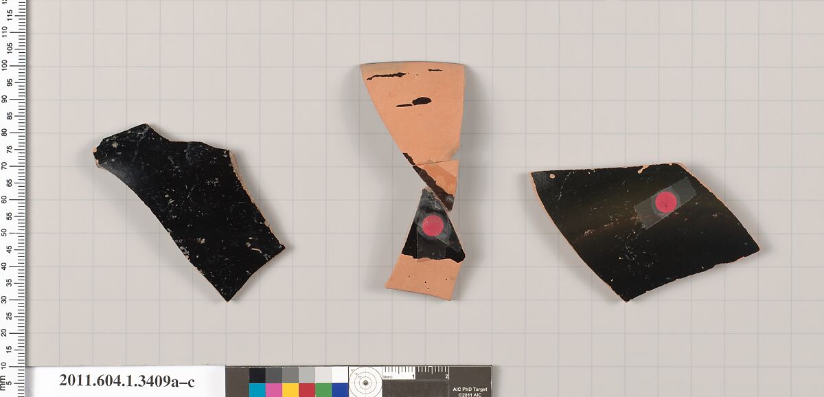 Terracotta fragments of kylikes (drinking cups), Terracotta, Greek, Attic