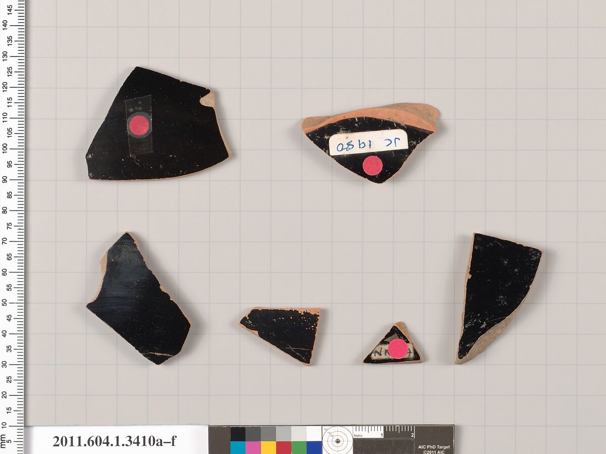Terracotta fragments of kylikes (drinking cups), Terracotta, Greek, Attic