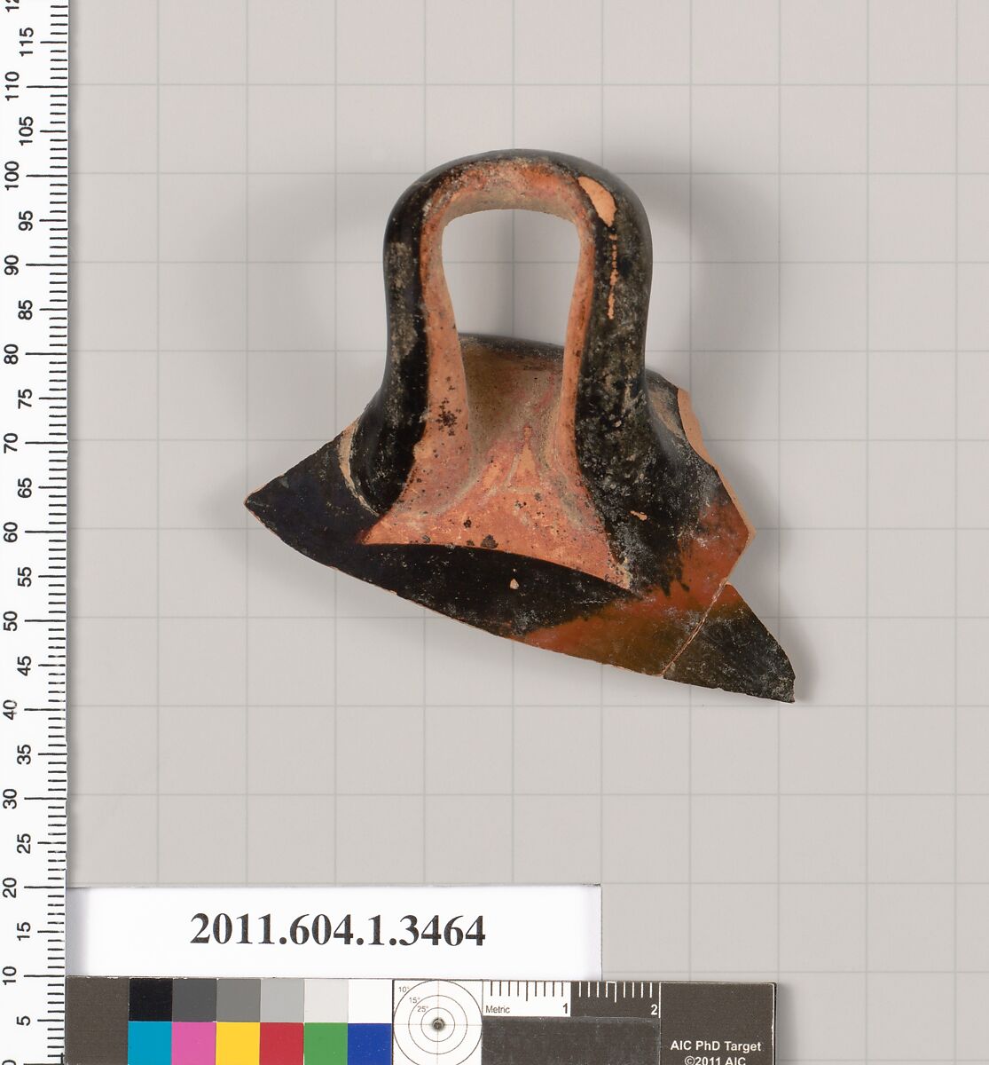 Terracotta fragment of a kylix (drinking cup), Terracotta, Greek, Attic