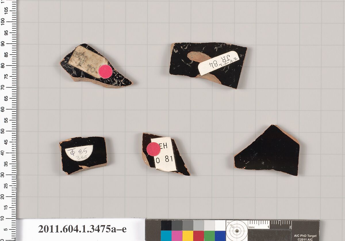 Terracotta fragments of kylikes (drinking cups), Terracotta, Greek, Attic