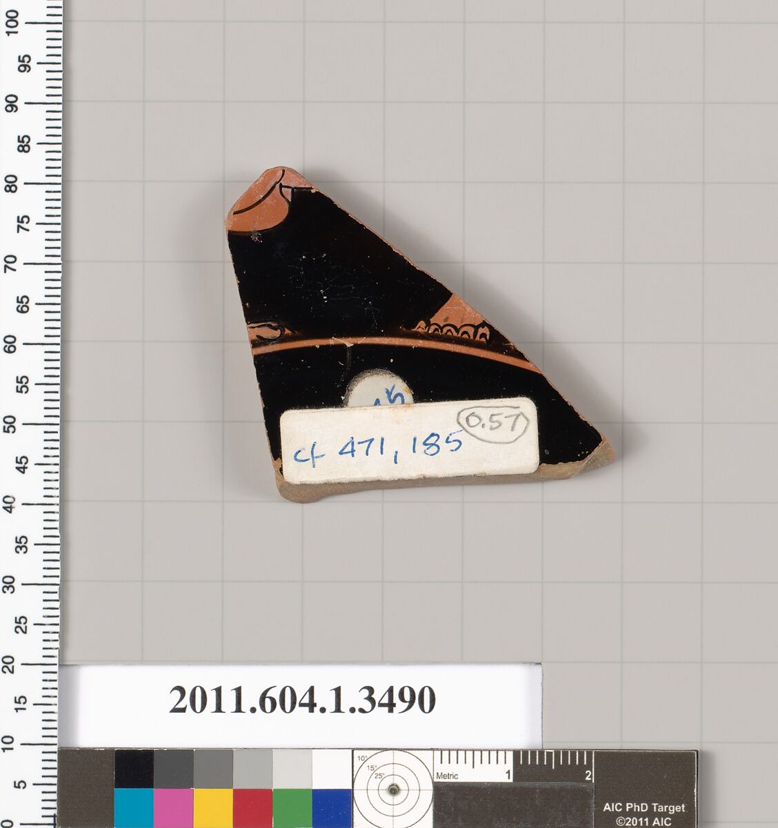 Terracotta fragment of a kylix (drinking cup), Terracotta, Greek, Attic