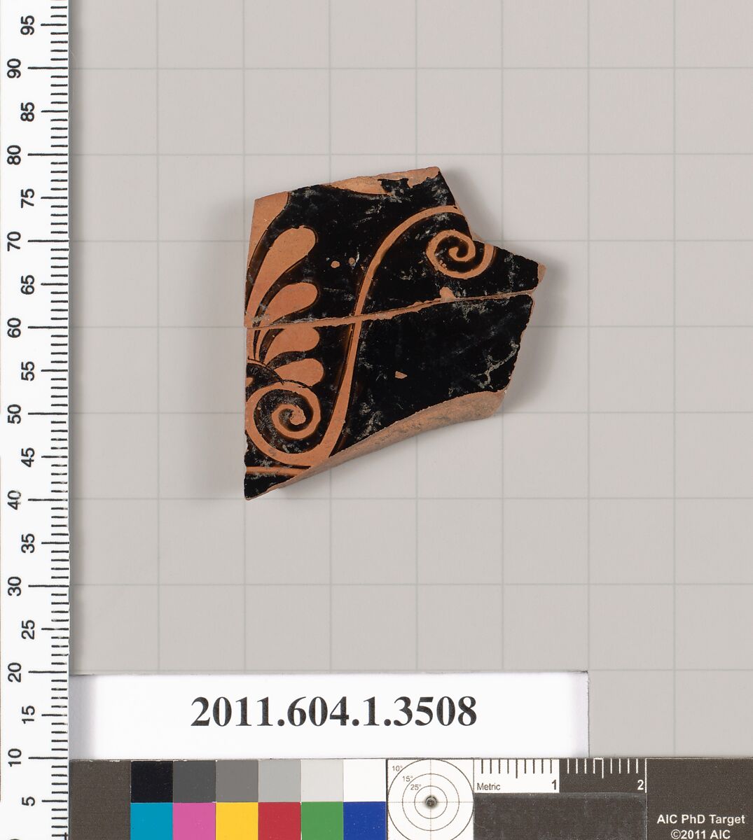 Terracotta fragment of a kylix (drinking cup), Terracotta, Greek, Attic