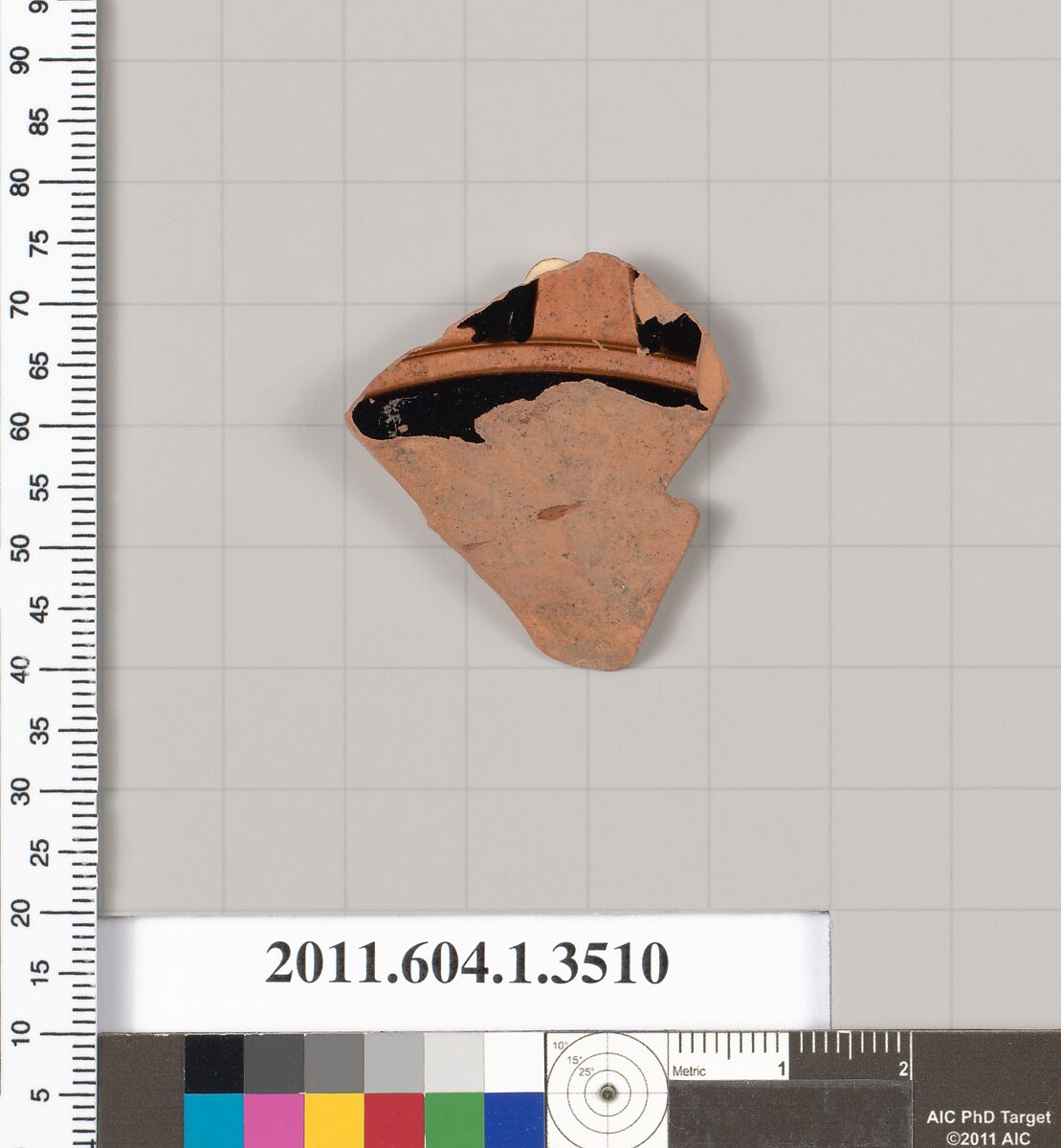 Terracotta fragment of a kylix (drinking cup), Terracotta, Greek, Attic