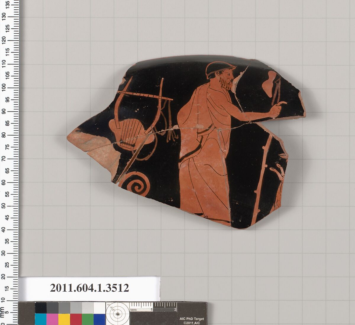Terracotta rim fragment of a kylix (drinking cup), Terracotta, Greek, Attic