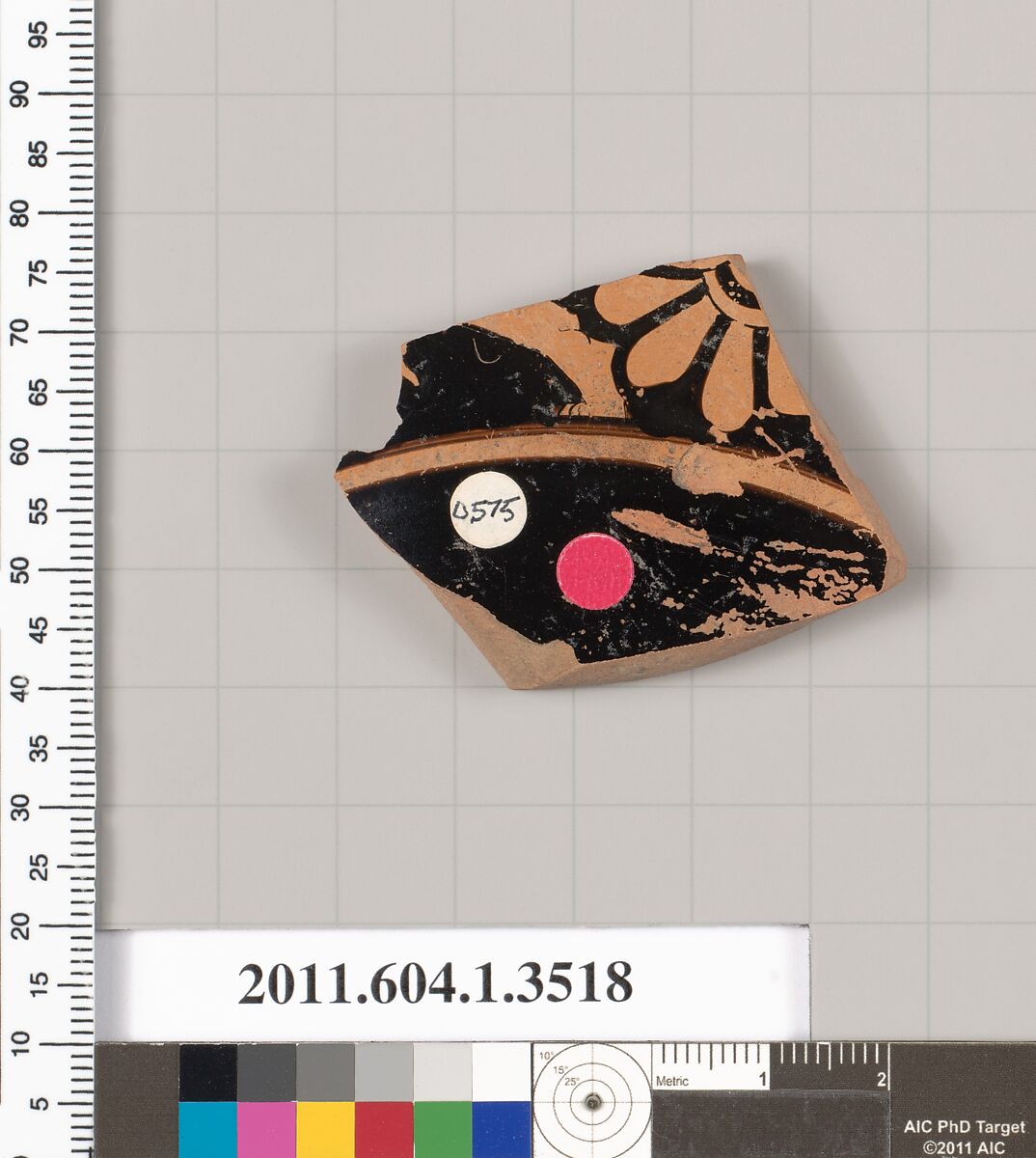 Terracotta fragment of a kylix (drinking cup), Terracotta, Greek, Attic
