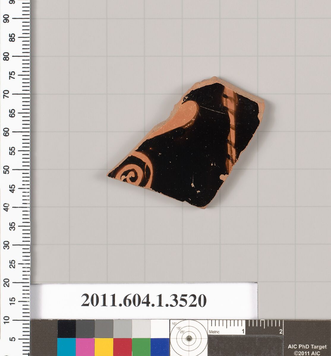 Terracotta fragment of a kylix (drinking cup), Terracotta, Greek, Attic