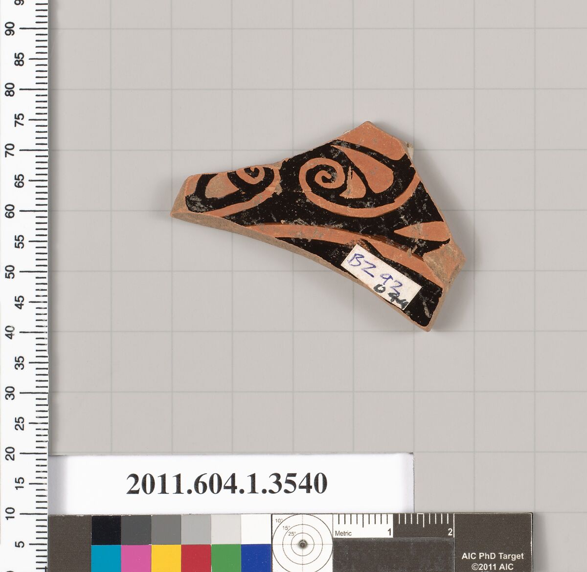 Terracotta fragment of a kylix (drinking cup), Terracotta, Greek, Attic