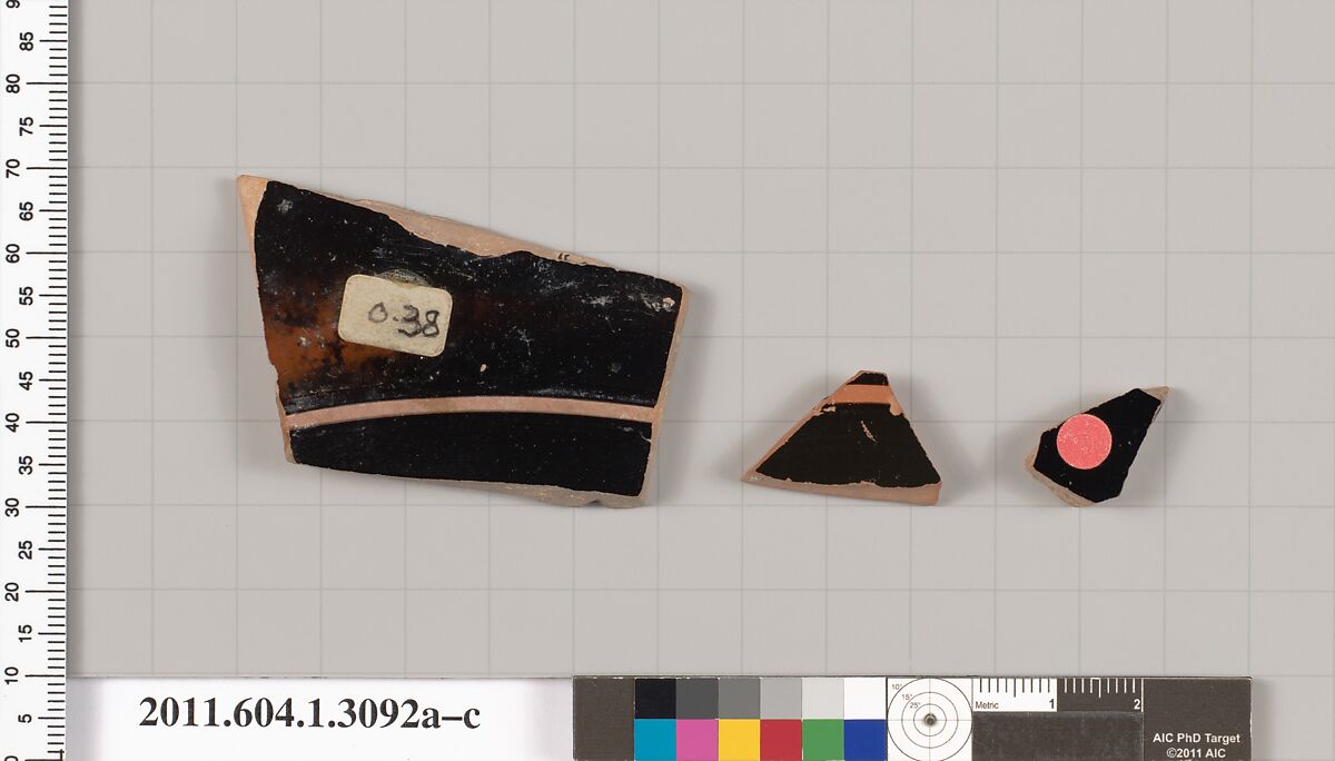 Terracotta fragments of kylikes (drinking cups), Terracotta, Greek, Attic