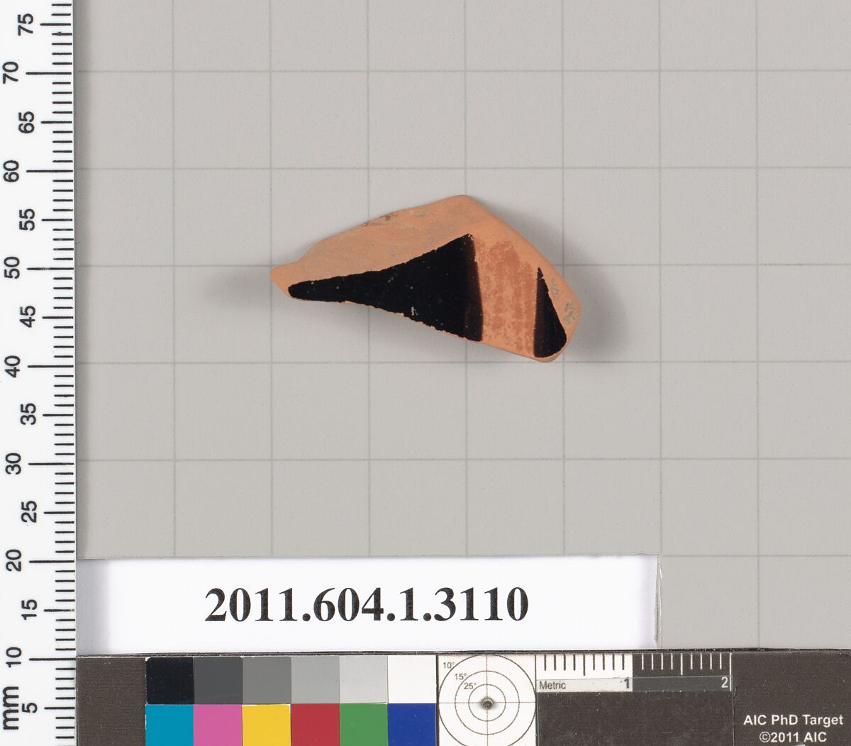 Terracotta fragment of a kylix (drinking cup), Terracotta, Greek, Attic 