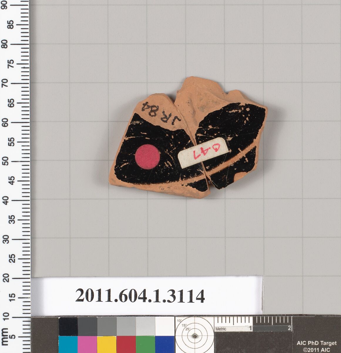 Terracotta fragment of a kylix (drinking cup), Terracotta, Greek, Attic