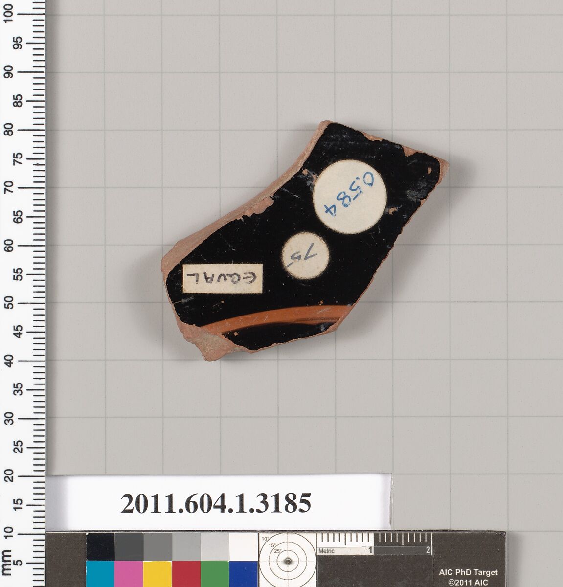 Terracotta fragment of a kylix (drinking cup), Terracotta, Greek, Attic