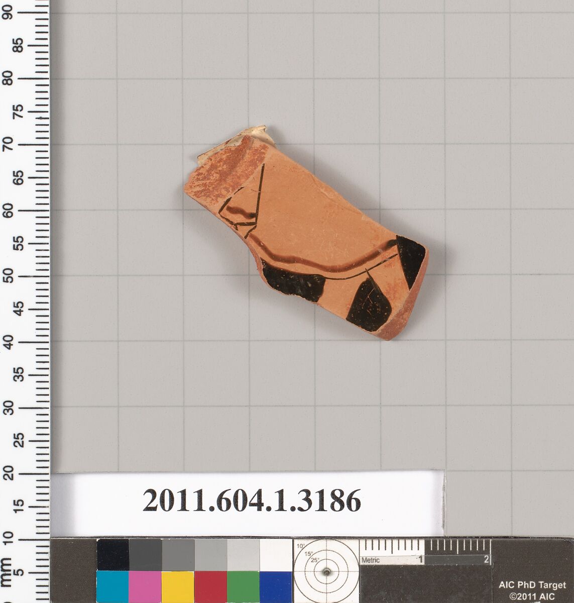 Terracotta fragment of a kylix (drinking cup), Terracotta, Greek, Attic