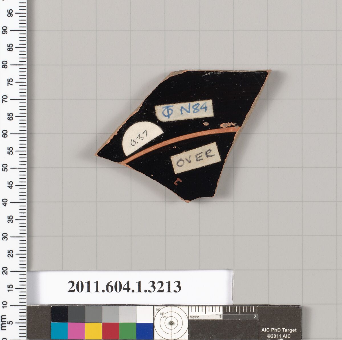 Terracotta fragment of a kylix (drinking cup), Terracotta, Greek, Attic