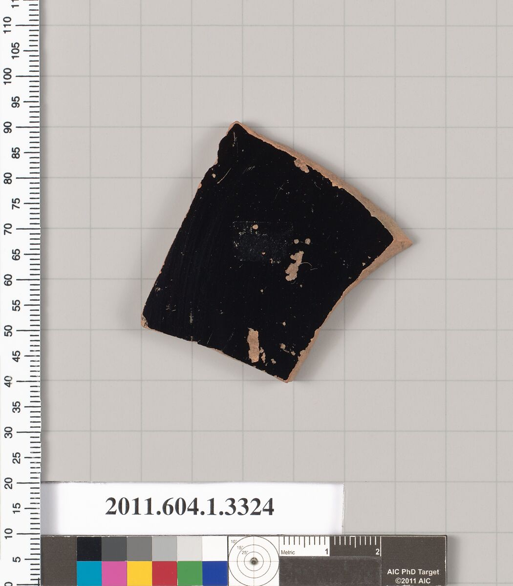 Terracotta fragment of a kylix (drinking cup), Terracotta, Greek, Attic