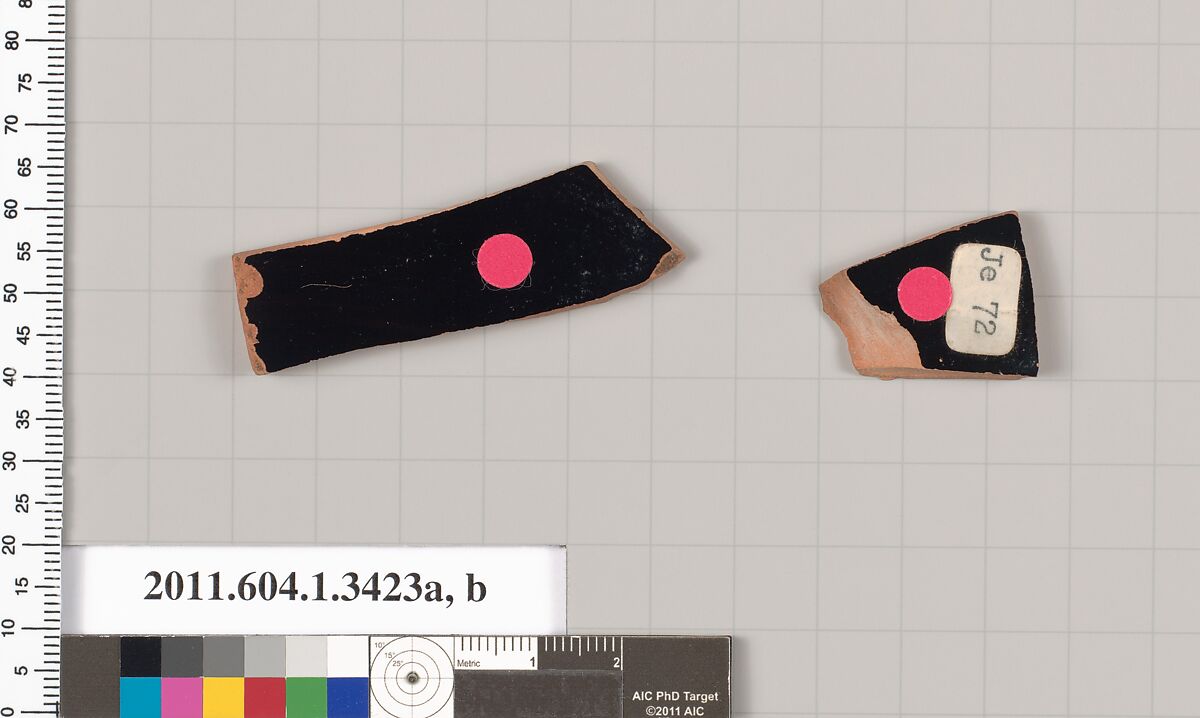 Terracotta fragments of kylikes (drinking cups), Terracotta, Greek, Attic