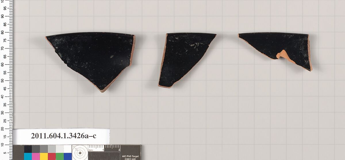 Terracotta fragments of kylikes (drinking cups), Terracotta, Greek, Attic
