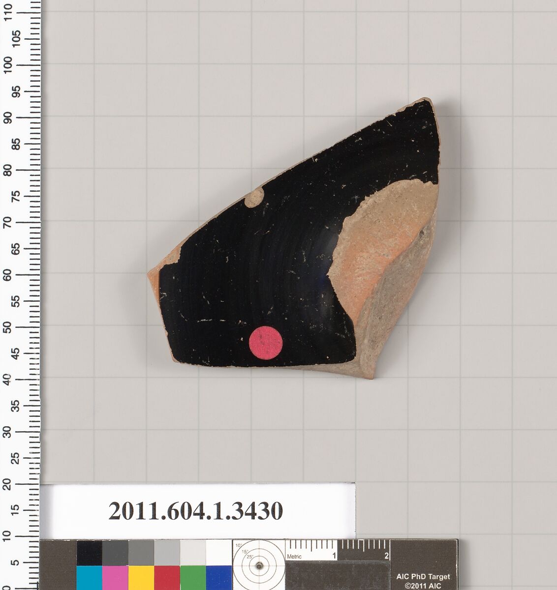 Terracotta fragment of a kylix (drinking cup), Terracotta, Greek, Attic