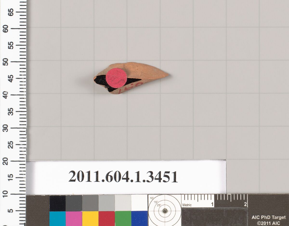 Terracotta fragment of a kylix (drinking cup), Terracotta, Greek, Attic