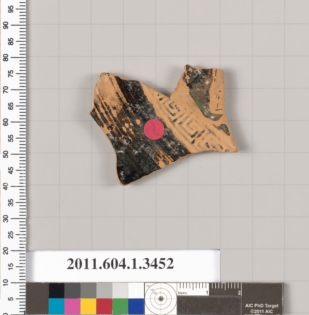 Terracotta fragment of a kylix (drinking cup), Terracotta, Greek, Attic 