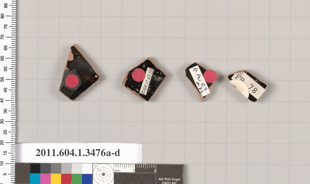 Terracotta fragments of kylikes (drinking cups), Terracotta, Greek, Attic