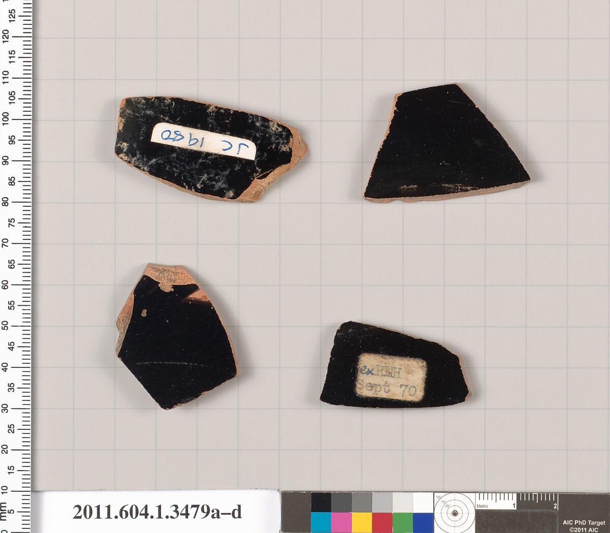 Terracotta fragments of kylikes (drinking cups), Terracotta, Greek, Attic