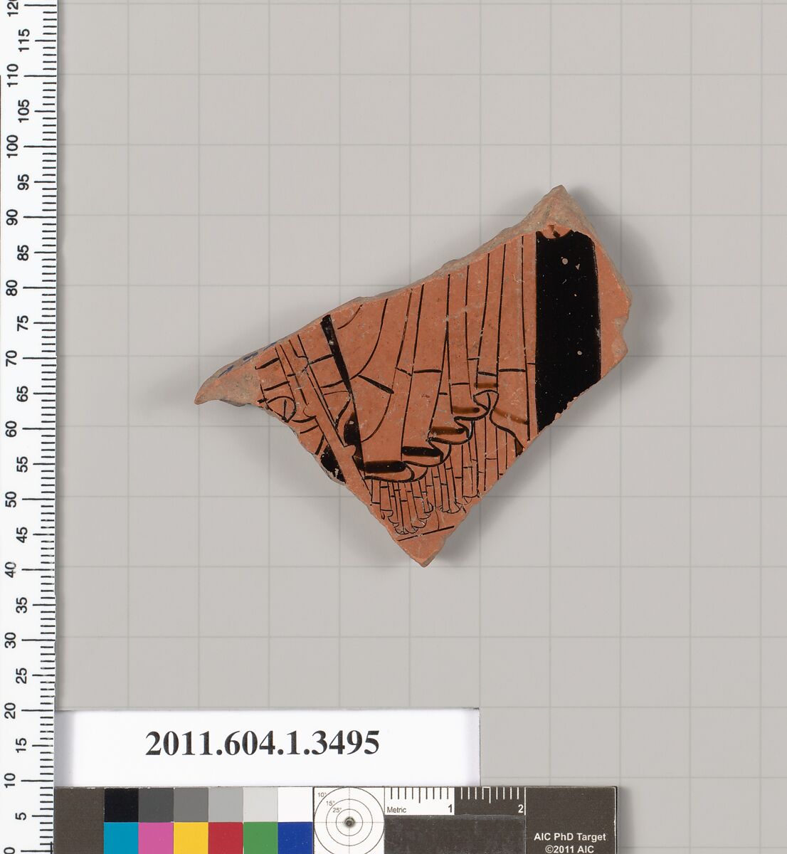 Terracotta fragment of a kylix (drinking cup), Attributed to Makron [DvB], Terracotta, Greek, Attic 