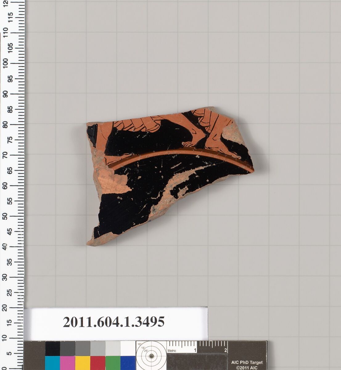Terracotta fragment of a kylix (drinking cup), Attributed to Makron [DvB], Terracotta, Greek, Attic