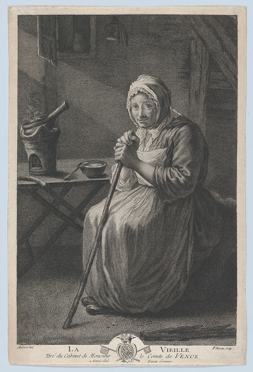 The Old Woman; from "The Office of The Count of Vence", Pierre François Basan (French, Paris 1723–1797 Paris (?)), Engraving 