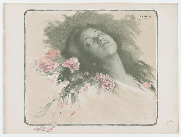 Woman with Roses, from "L'Estampe Moderne", Albert Emile Artigue (Argentinian, Buenos Aires 1850–1927 Paris), Photolithograph 