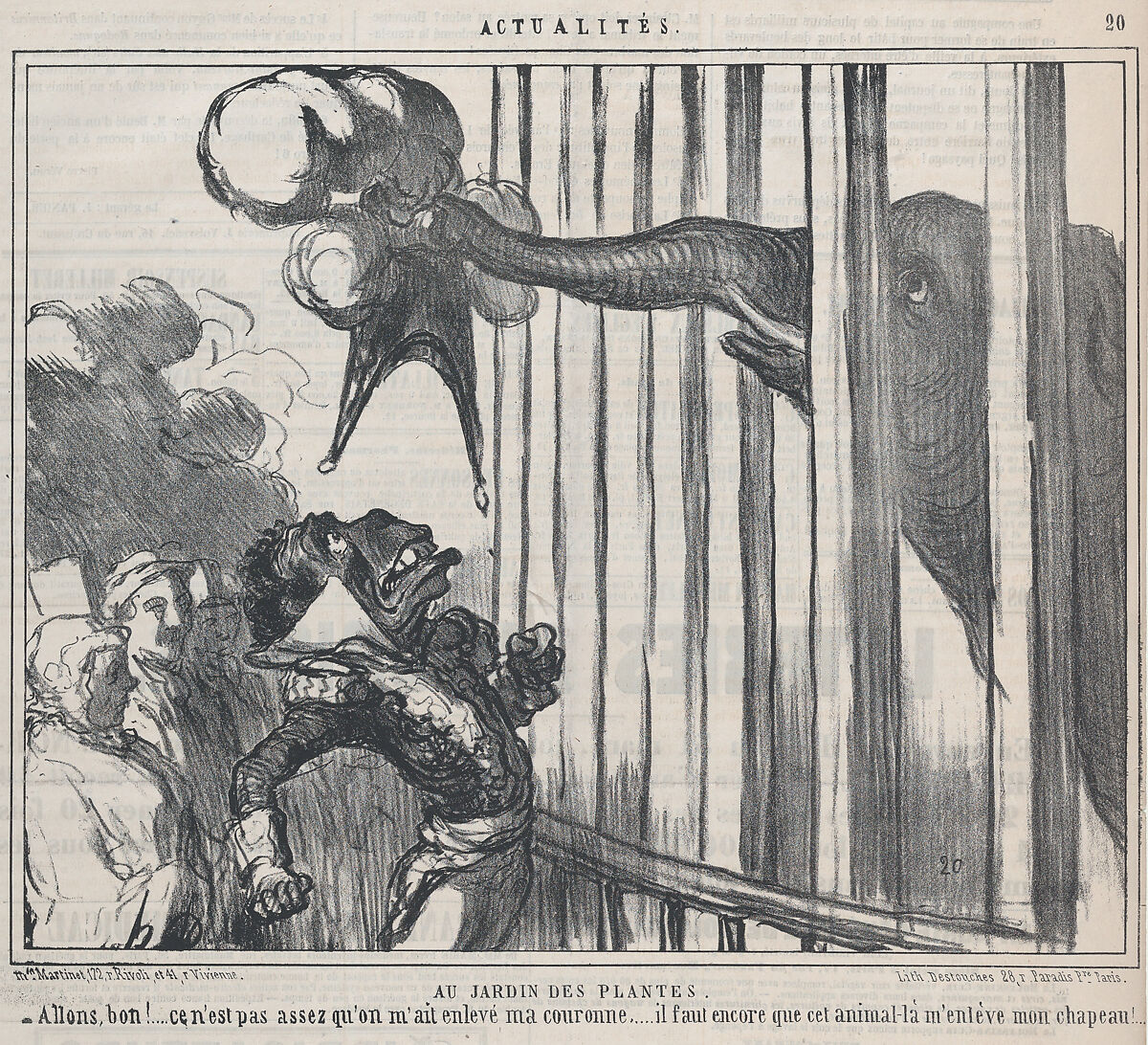 Au Jardin des Plantes, from Actualités, published in Le Charivari, March 19, 1859, Honoré Daumier (French, Marseilles 1808–1879 Valmondois), Lithograph on newsprint 