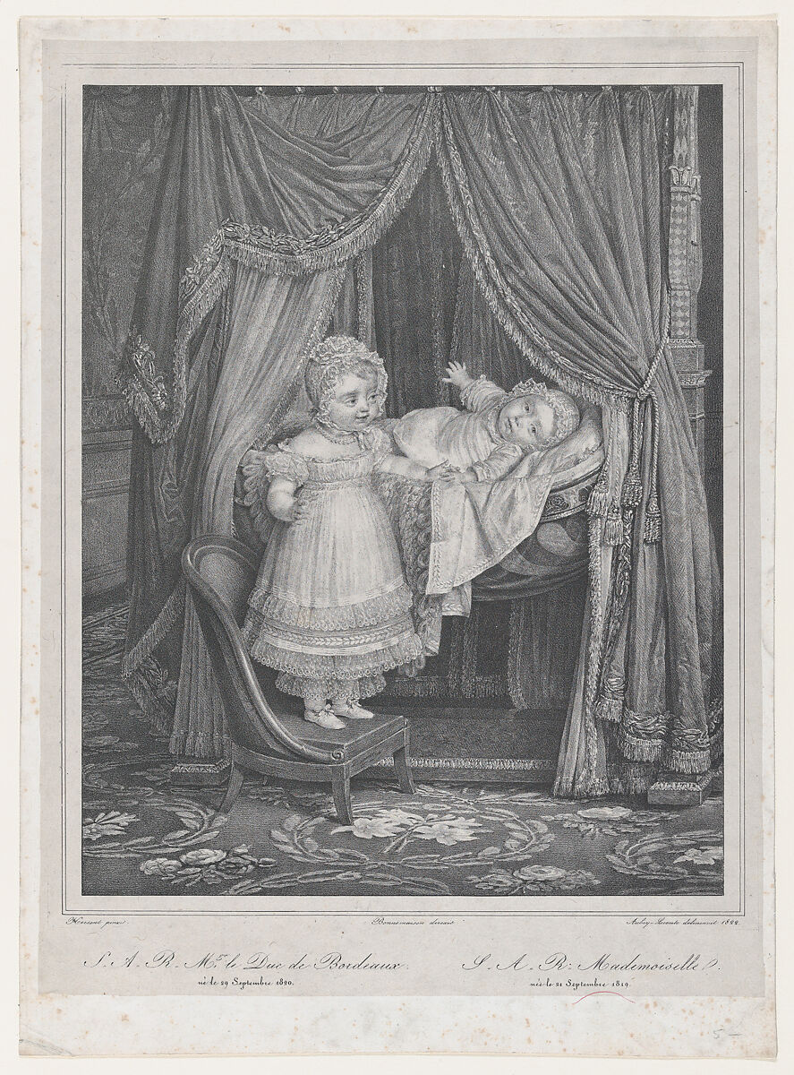 S.A.R. Mgr le Duc de Bordeaux...S.A.R. Mademoiselle...(Portr. du Comte de Chambord et la duchesse de Parme, enfants), Hyacinthe-Louis-Victor-Jean-Baptiste Aubry-Lecomte (French, Nice 1797–1858 Paris), Lithograph 