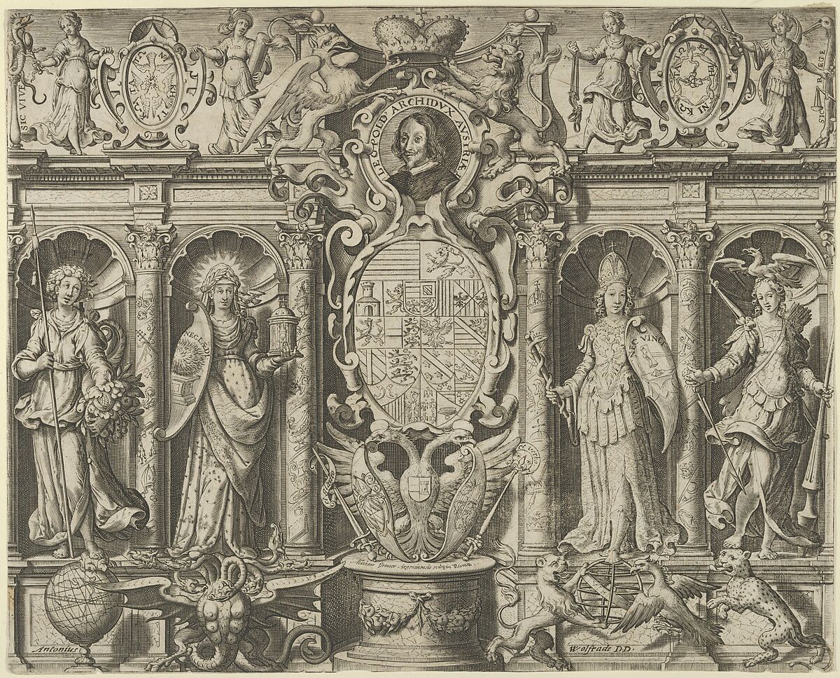 Allegory of Leopold V, Archduke of Austria, Matthaeus Greuter (German, Strassburg ca. 1566–1638 Rome), Engraving 