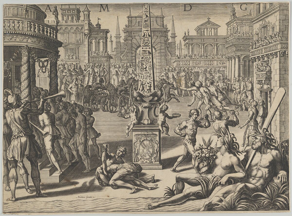 Horse Racing in a Roman Hippodrome, Matthaeus Greuter (German, Strassburg ca. 1566–1638 Rome), Engraving 