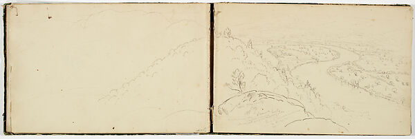 Panorama of the Oxbow on the Connecticut River as Seen from Mount Holyoke, Thomas Cole (American, Lancashire 1801–1848 Catskill, New York), Graphite pencil on off-white wove paper, American 