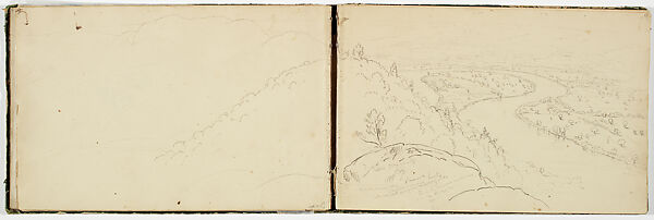 Panorama of the Oxbow on the Connecticut River as Seen from Mount Holyoke, Thomas Cole (American, Lancashire 1801–1848 Catskill, New York), Graphite pencil on off-white wove paper, American 