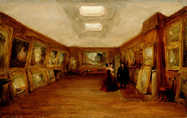 Interior of Turner's Gallery: The Artist Showing His Works, George Jones (British, London 1786–1869 London), Oil on millboard, British 