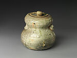 Gourd-shaped water jar (mizusashi), Tsujimura Shirō (Japanese, born 1947), Stoneware with natural ash glaze (Iga ware), Japan 