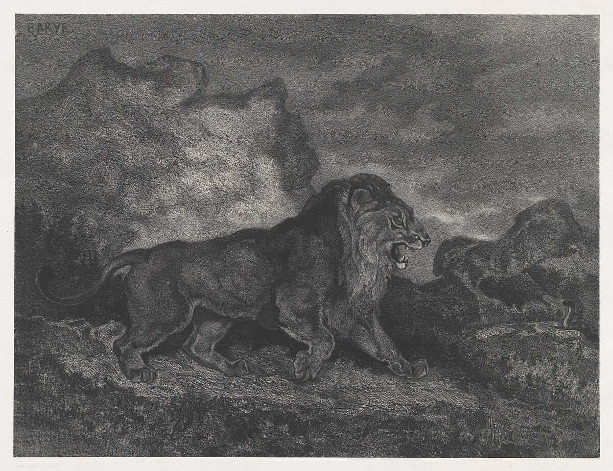 Lion and Serpent, Jules Laurens (French, Carpentras 1825–1901 Saint Didier), Lithograph 