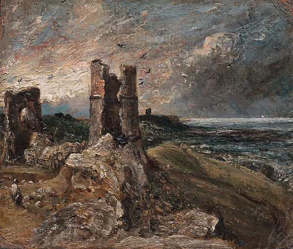 Sketch of Hadleigh Castle, John Constable (British, East Bergholt 1776–1837 Hampstead), Oil on millboard, British 