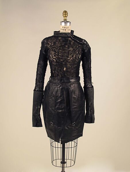 Ensemble, Vivienne Westwood (British, 1941–2022), wool, leather, plastic (vinyl), metal, British 