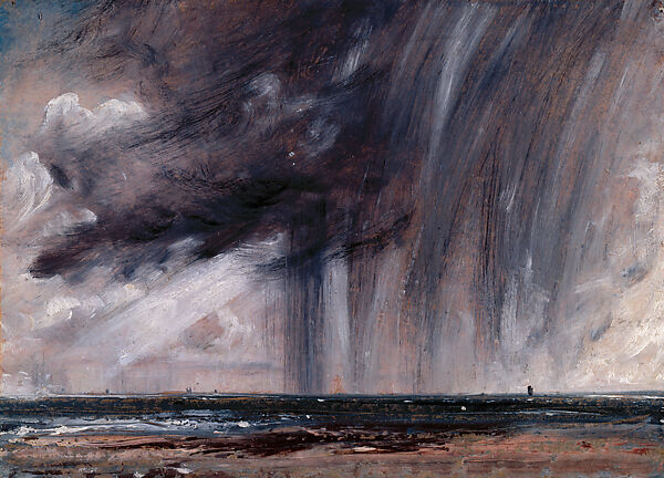 Rainstorm over the Sea [Seascape Study with Raincloud], John Constable (British, East Bergholt 1776–1837 Hampstead), Oil on paper laid on canvas, British 