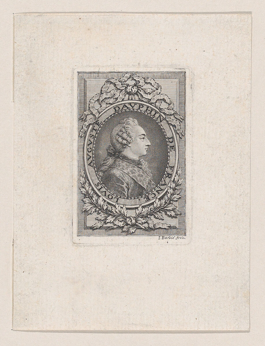 Portrait of Louis Auguste, Heir Apparent of France, Jacques Barbié (French, Paris 1735–1779 Paris), Etching; very rare 