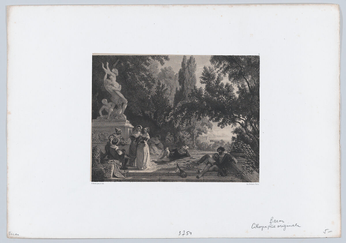 Summer Night, Henri-Charles-Antoine Baron (French, Besançon 1816–1885 Geneva), Lithograph on chine collé 