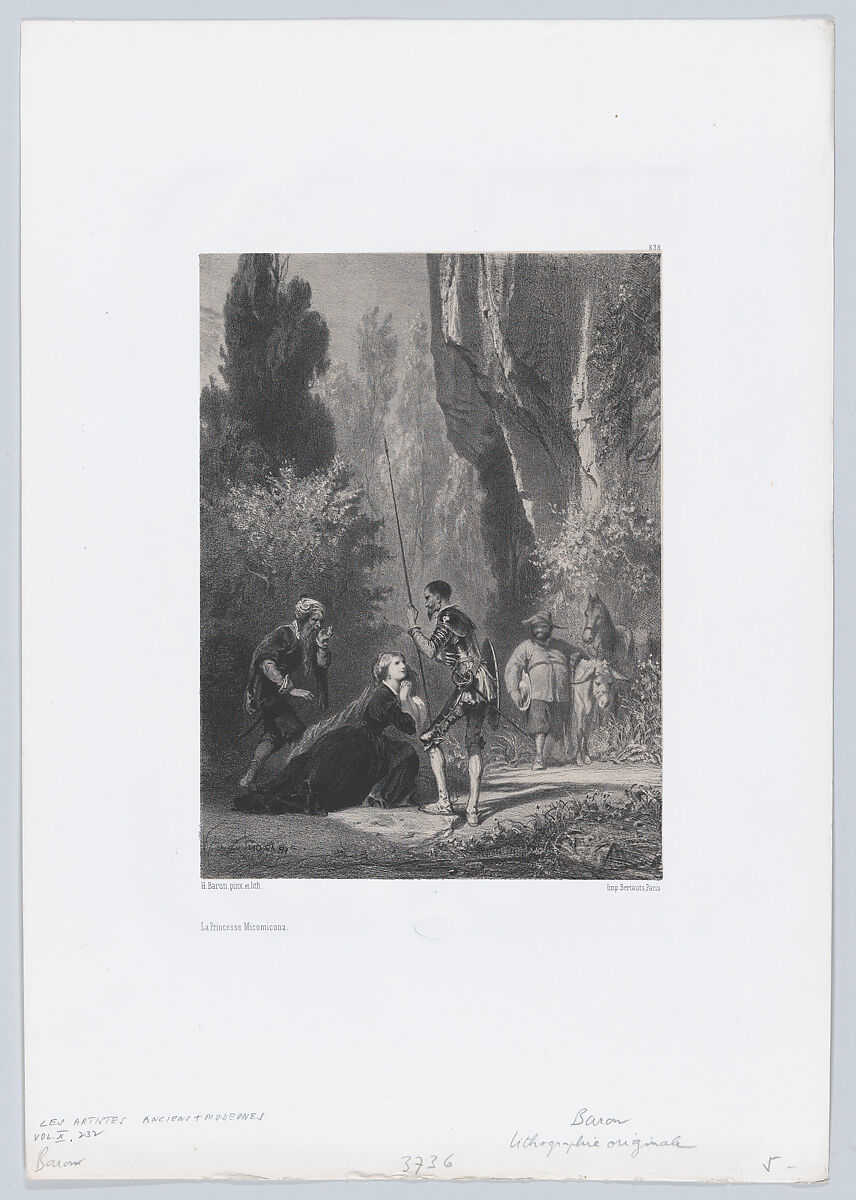 The Princess of Micomicona, from Don Quixote, Henri-Charles-Antoine Baron (French, Besançon 1816–1885 Geneva), Lithograph 