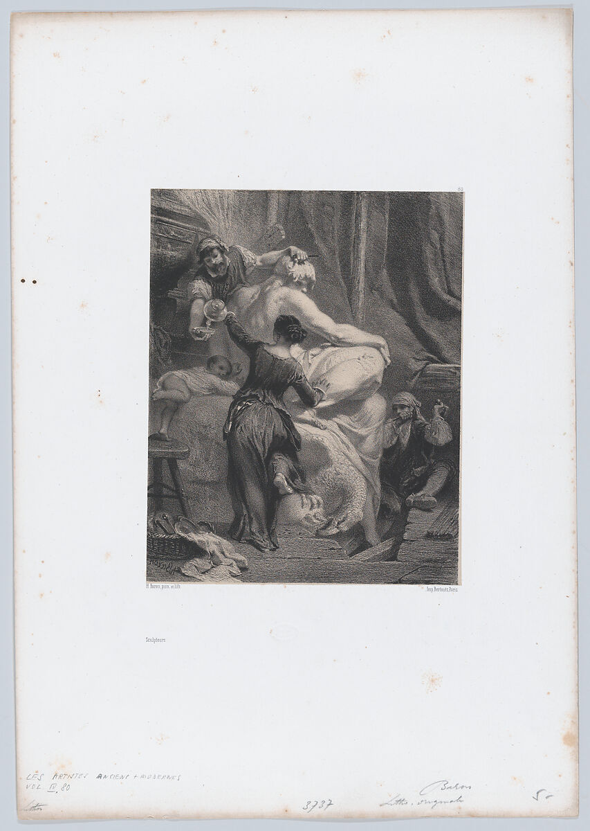 Sculptors, Henri-Charles-Antoine Baron (French, Besançon 1816–1885 Geneva), Lithograph 